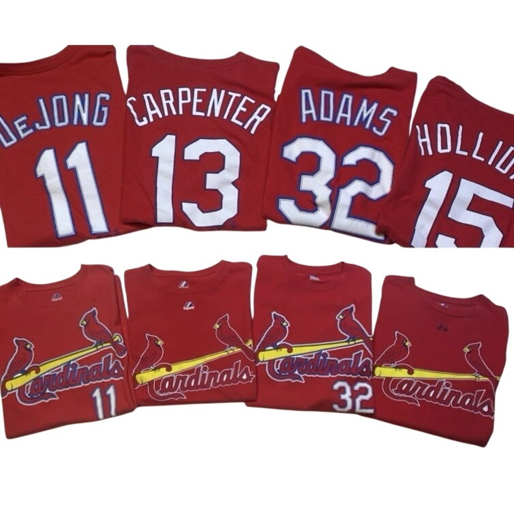 Set of 4 Cardinals Baseball Tshirts  Holliday 15 DeHong 11 Adams 32 Carpenter 13